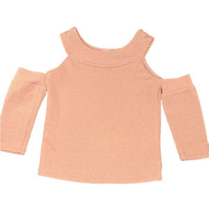 Girls in Even Knit Sweater Cold-Shoulder